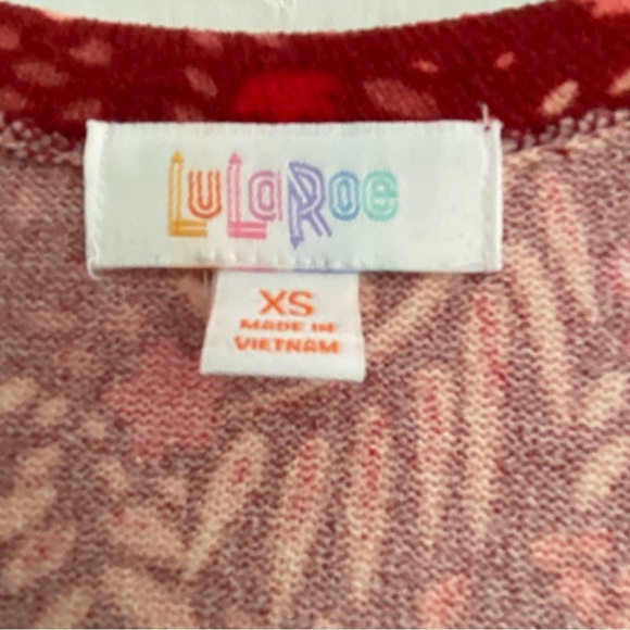 LulaRoe SARAH NWT Brick Red Floral Cardigan Sweater Pockets Long Duster Size XS - Picture 3 of 8